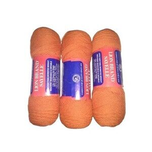 Lion Brand Sayelle Yarn 3 Skeins BRICK Color no. 134 Lot no. 56672 Vintage